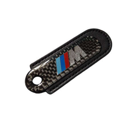 M-Tech Carbon Fibre Black Leather Key Ring - BMW Accessories