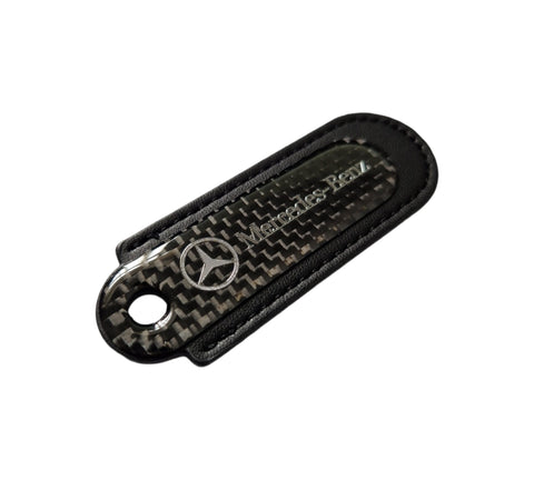 Mercedes Black Carbon Fibre/Leather Key Ring - Accessories