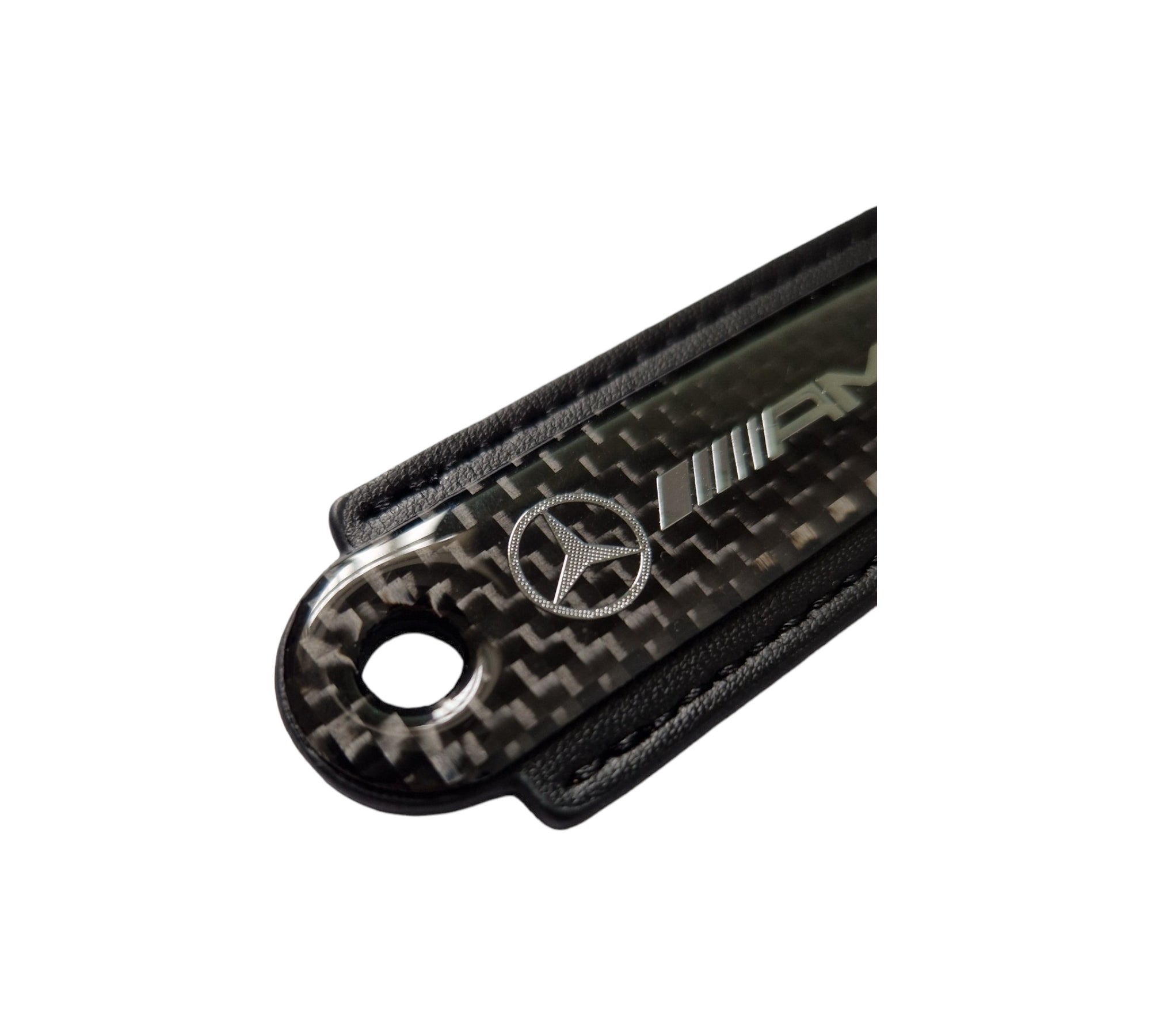AMG Black Carbon Fibre/Leather Key Ring - Accessories