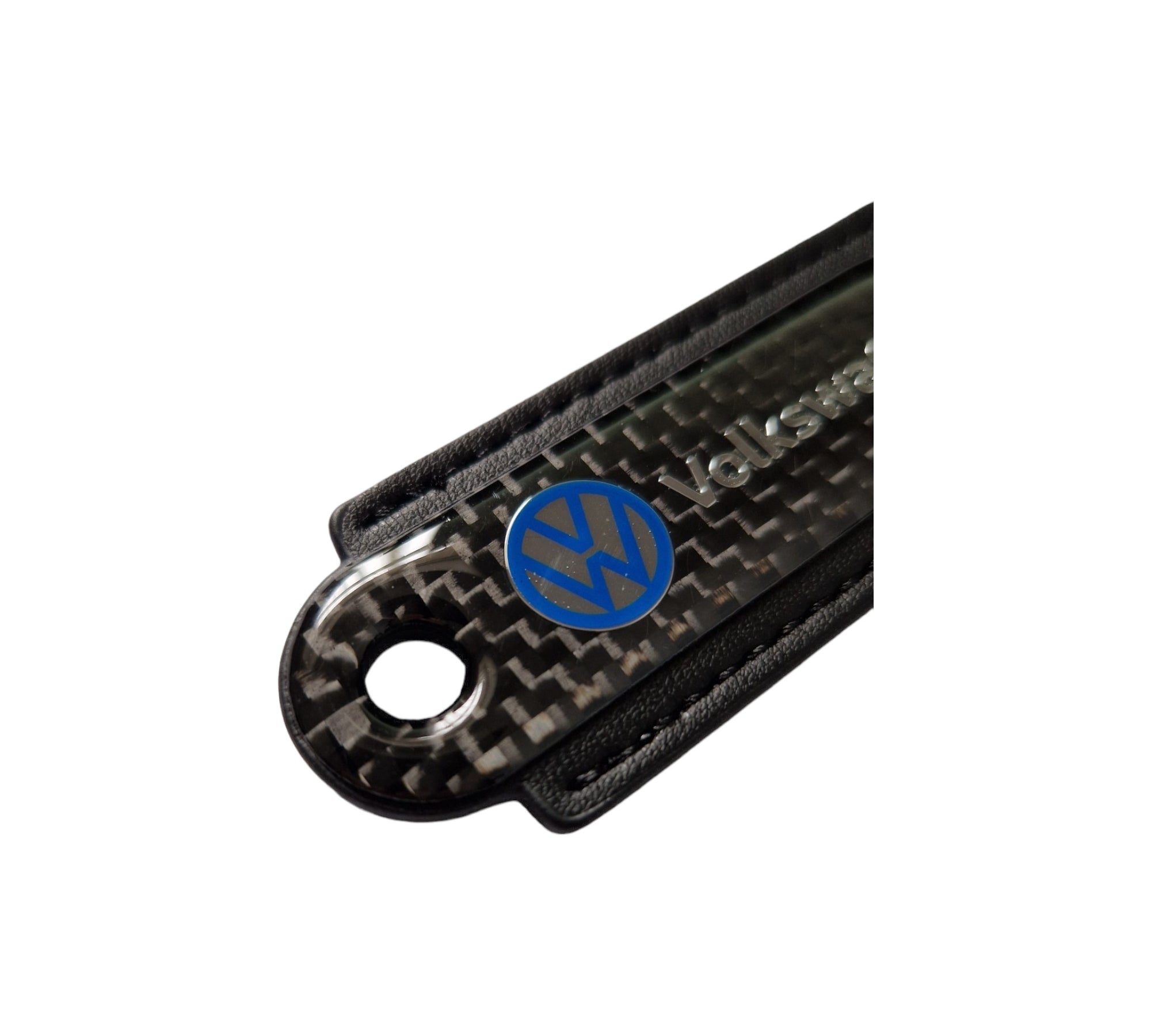 VW Black Carbon Fibre/Leather Key Ring - Accessories