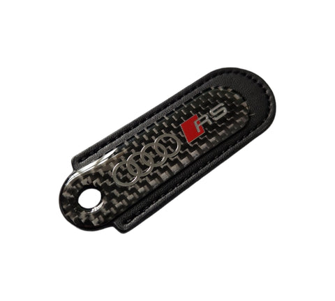Audi RS Black Carbon Fibre/Leather Key Ring - Accessories