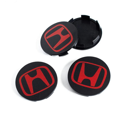 Honda Centre Wheel Caps Black/Red Wheel Caps 68mm