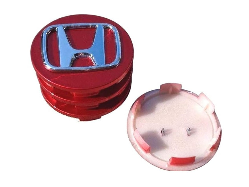 Honda Centre Wheel Caps Red / Chrome Wheel Caps 68mm