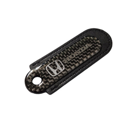 Honda Black Carbon Fibre/Leather Key Ring - Accessories